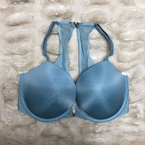 Victoria’s Secret Blue Racerback Lace Front Closure Push-up Bra